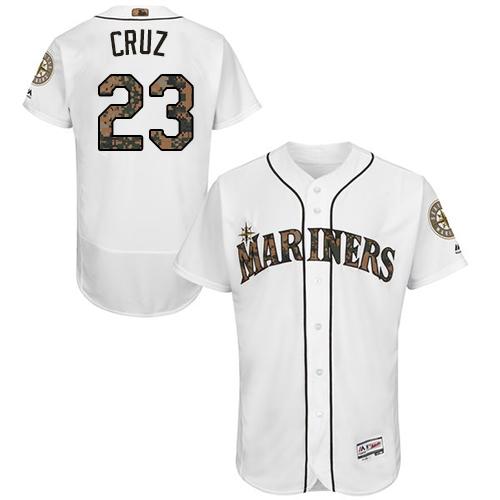 Mariners #23 Nelson Cruz White Flexbase Authentic Collection Memorial Day Stitched MLB Jersey